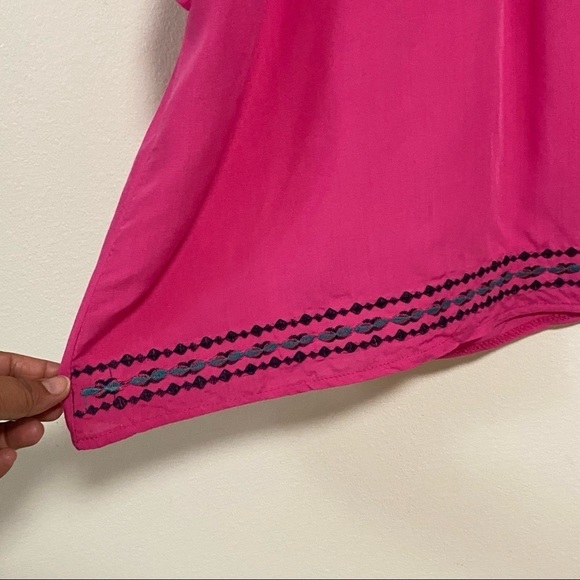 Velzera Top Women’s Size L/XL Pink Embroidered Bohemian Tunic Top - Picture 9 of 13